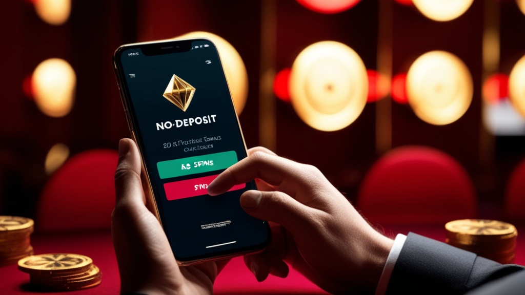 إدخال كود بونص بدون إيداع على هاتف أمام أضواء كازينو حمراء وذهبية